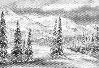 White Fantasy (miniature) - graphite pencil on canvas, 3.5&" x 2.5", by Yelena-Shabrova