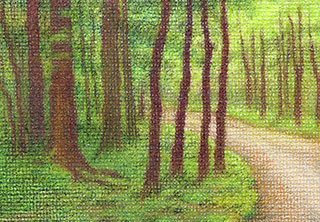 Into the Woods (Miniature) - colored pencil on canvas, 3.5" x 2.5"