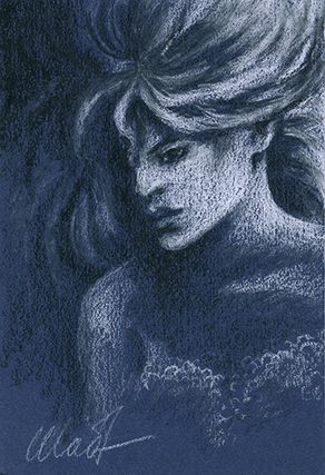 Yelena Shabrova ~ A sketch a day: woman head ~ China marker on colored paper, 4" x 6"