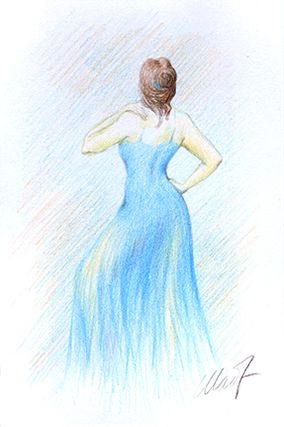 Yelena Shabrova ~ March 26, 2009 sketch ~ colored pencil on drawing paper, 4" x 6"