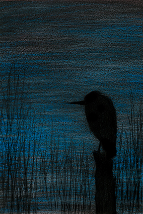 January 22, 2011 sketch - colored pencil on colored paper, 4" x 6"