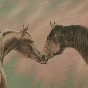 Bonding - colored pencil on colored paper, 12" x 10"
