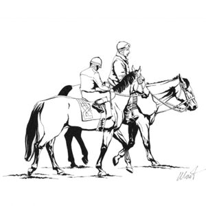 Yelena Shabrova ~ On the Racetrack II - pen and ink on drawing paper, 11.5" x 8.5"