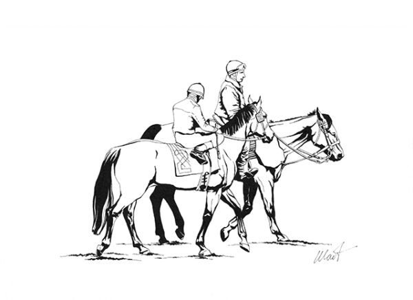 Yelena Shabrova ~ On the Racetrack II - pen and ink on drawing paper, 11.5" x 8.5"