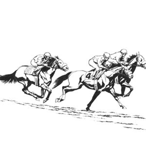 Yelena Shabrova ~ On the Racetrack III - pen and ink on drawing paper, 11.5" x 8.5"