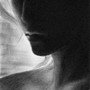 Scinthia - charcoal on drawing paper, 5" x 7"
