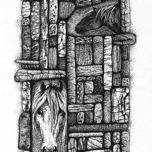 Yelena Shabrova ~ Gathering II ~ pen and ink on drawing paper, 4" x 6"