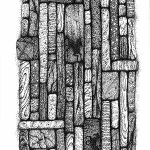 Gathering I - pen and ink on drawing paper, 4" x 6"