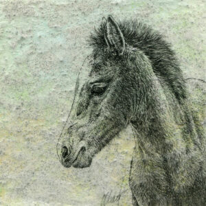 Delicate Beginnings III, mixed media drawing by Yelena Shabrova