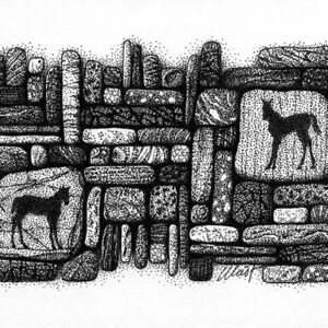 Yelena Shabrova ~ Gathering III ~ pen and ink on drawing paper, 6" x 4"