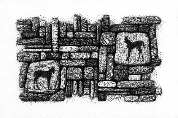 Yelena Shabrova ~ Gathering III ~ pen and ink on drawing paper, 6" x 4"